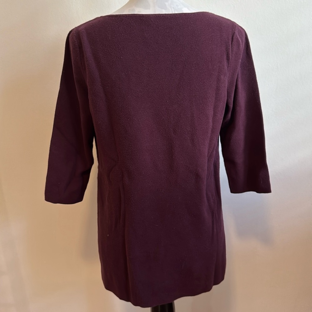 Chico’s Raspberry Ribbed Elbow Sleeve Ribbed Boat Neck Tunic Pullover - Picture 4 of 5